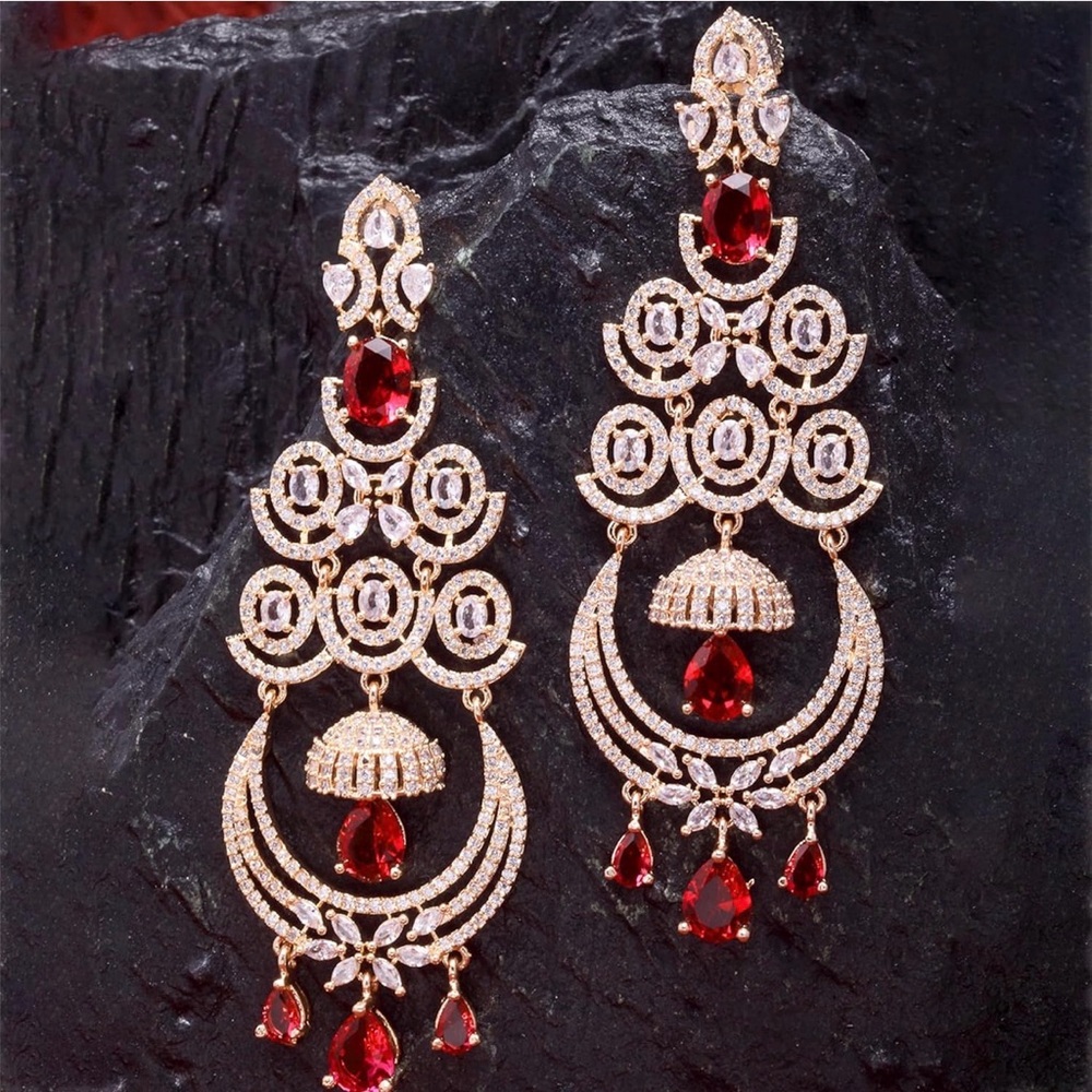Trendy Jewels Silver and Green Statement Earrings -Options blue and red $45 each